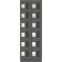 Clean-Line Perforated Lockerette, 6 -tier, Bank of 2, 15" x 72" x 12", Steel Les Distributions ICE