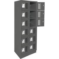 Clean-Line Perforated Lockerette, 6 -tier, Bank of 2, 15" x 72" x 12", Steel Les Distributions ICE