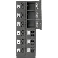 Clean-Line Perforated Lockerette, 6 -tier, Bank of 2, 15" x 72" x 12", Steel Les Distributions ICE