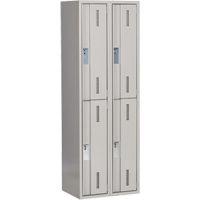 Concorde Heavy-Duty Lockers, 2 -tier, Bank of 2, 24" x 18" x 72", Steel, Grey, Welded (Assembled) Les Distributions ICE