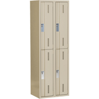 Concorde Heavy-Duty Lockers, 2 -tier, Bank of 2, 24" x 18" x 72", Steel, Beige, Welded (Assembled) Les Distributions ICE