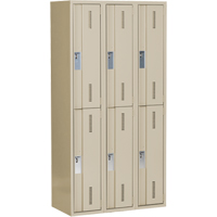 Casiers robustes Concorde, 2 niveaux, Bloc de 3, 36" x 18" x 72", Acier, Beige, Soud&eacute; (assembl&eacute;) Les Distributions ICE