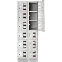 Clean-Line Perforated Lockerette, 6 -tier, Bank of 2, 15" x 72" x 12", Steel Les Distributions ICE