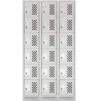 Clean-Line Perforated Lockerette, 6 -tier, Bank of 3, 15" x 72" x 12", Steel Les Distributions ICE