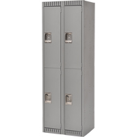 Lockers, 2 -tier, Bank of 2, 24" x 18" x 72", Steel, Grey, Knocked Down Les Distributions ICE