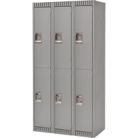 Casiers, 2 niveaux, Bloc de 3, 36" x 18" x 72", Acier, Gris, D&eacute;mont&eacute; Les Distributions ICE