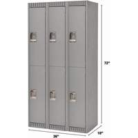 Casiers, 2 niveaux, Bloc de 3, 36" x 18" x 72", Acier, Gris, D&eacute;mont&eacute; Les Distributions ICE
