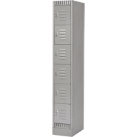 Lockers, 6 -tier, 12" x 18" x 76", Steel, Grey, Knocked Down Les Distributions ICE