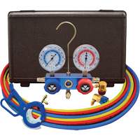 Dual Manifold Gauge Set with 3-in-1 Side Mount Can Tap Valve Les Distributions ICE