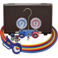 Dual Manifold Gauge Set with Manual Couplers & 3-in-1 Side Mount Can Tap Valve Les Distributions ICE