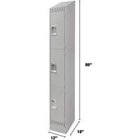 Casiers, 3 niveaux, 12" x 18" x 86", Acier, Gris, D&eacute;mont&eacute; Les Distributions ICE