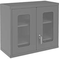 Wall-Mountable Storage Cabinet with Clearview Doors, 26-15/16" H x 29-7/8" W x 13-11/16" D, 2 Shelves, Steel, Grey Les Distributions ICE