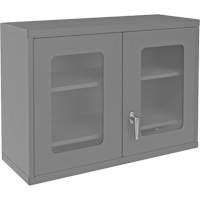 Wall-Mountable Storage Cabinet with Clearview Doors, 26-15/16" H x 35-7/8" W x 13-11/16" D, 2 Shelves, Steel, Grey Les Distributions ICE