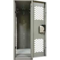 Vented Lockers, 2 -tier, Bank of 3, 36" x 18" x 88", Steel, Grey, Knocked Down, Perforated Les Distributions ICE