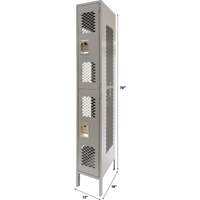 Casiers ventil&eacute;s, 2 niveaux, 12" x 18" x 78", Acier, Gris, D&eacute;mont&eacute;, Perfor&eacute; Les Distributions ICE