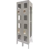 Vented Lockers, 2 -tier, Bank of 2, 24" x 18" x 78", Steel, Grey, Knocked Down, Perforated Les Distributions ICE