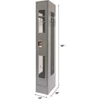 Vented Lockers, 12" x 18" x 78", Steel, Grey, Knocked Down, Perforated Les Distributions ICE