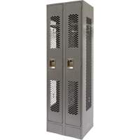 Vented Lockers, Bank of 2, 24" x 18" x 78", Steel, Grey, Knocked Down, Perforated Les Distributions ICE