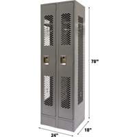 Vented Lockers, Bank of 2, 24" x 18" x 78", Steel, Grey, Knocked Down, Perforated Les Distributions ICE