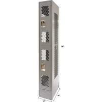 Vented Lockers, 2 -tier, 12" x 18" x 78", Steel, Grey, Knocked Down, Perforated Les Distributions ICE