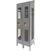 Vented Lockers, Bank of 2, 24" x 18" x 88", Steel, Grey, Knocked Down, Perforated Les Distributions ICE