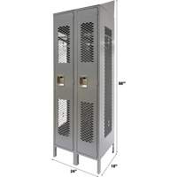 Vented Lockers, Bank of 2, 24" x 18" x 88", Steel, Grey, Knocked Down, Perforated Les Distributions ICE