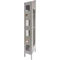 Vented Lockers, 2 -tier, 12" x 18" x 88", Steel, Grey, Knocked Down, Perforated Les Distributions ICE