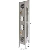 Vented Lockers, 2 -tier, 12" x 18" x 88", Steel, Grey, Knocked Down, Perforated Les Distributions ICE