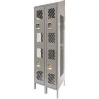 Vented Lockers, 2 -tier, Bank of 2, 24" x 18" x 88", Steel, Grey, Knocked Down, Perforated Les Distributions ICE