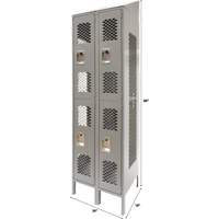 Vented Lockers, 2 -tier, Bank of 2, 24" x 18" x 88", Steel, Grey, Knocked Down, Perforated Les Distributions ICE