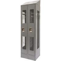 Vented Lockers, Bank of 2, 24" x 18" x 88", Steel, Grey, Knocked Down, Perforated Les Distributions ICE
