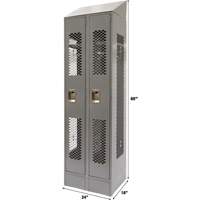 Vented Lockers, Bank of 2, 24" x 18" x 88", Steel, Grey, Knocked Down, Perforated Les Distributions ICE