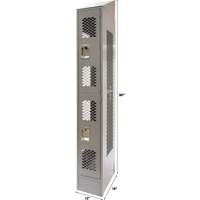 Vented Lockers, 2 -tier, 12" x 18" x 88", Steel, Grey, Knocked Down, Perforated Les Distributions ICE