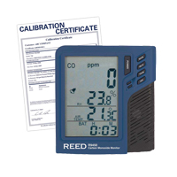 Compteur de monoxyde de carbone avec temp&eacute;rature et humidit&eacute; avec certificat de calibration Les Distributions ICE