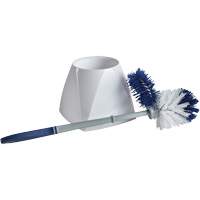 Toilet Brush with Lip & Holder, 15" L, Synthetic Bristles, White Les Distributions ICE