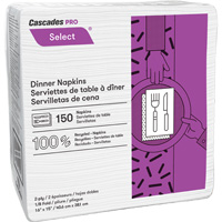 Pro Select&reg; 1/8 Fold Dinner Napkin, 2 Ply, 15" x 16" Les Distributions ICE