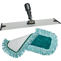 Dust Mop Pad & Frame, Hook and Loop Style, Polyester, 18" L x 5-3/4" W Les Distributions ICE