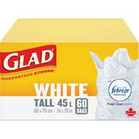 Tall 45L Febreze Garbage Bags, Regular, 24" W x 28" L, White Les Distributions ICE