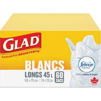 Tall 45L Febreze Garbage Bags, Regular, 24" W x 28" L, White Les Distributions ICE