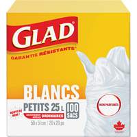 Small 25L Unscented Garbage Bags, Regular, 20" W x 20" L, White Les Distributions ICE