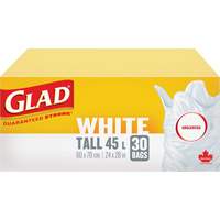 Tall 45L Unscented Garbage Bags, Regular, 24" W x 28" L, White Les Distributions ICE