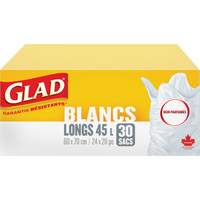 Tall 45L Unscented Garbage Bags, Regular, 24" W x 28" L, White Les Distributions ICE