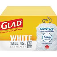 Tall 45L Febreze Garbage Bags, Regular, 24" W x 28" L, White Les Distributions ICE