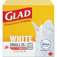 Small 25L Febreze Garbage Bags, Regular, 20" W x 20" L, White Les Distributions ICE