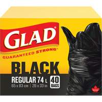 74L Garbage Bags, Regular, 26" W x 33" L, Black Les Distributions ICE