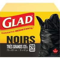 135L Garbage Bags, Regular, 31" W x 42" L, Black Les Distributions ICE