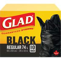 74L Garbage Bags, Regular, 26" W x 33" L, Black Les Distributions ICE
