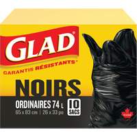 74L Garbage Bags, Regular, 26" W x 33" L, Black Les Distributions ICE