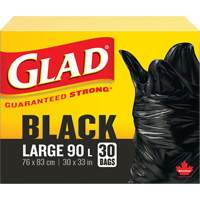 90L Garbage Bags, Regular, 30" W x 33" L, Black Les Distributions ICE
