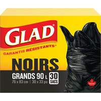 90L Garbage Bags, Regular, 30" W x 33" L, Black Les Distributions ICE